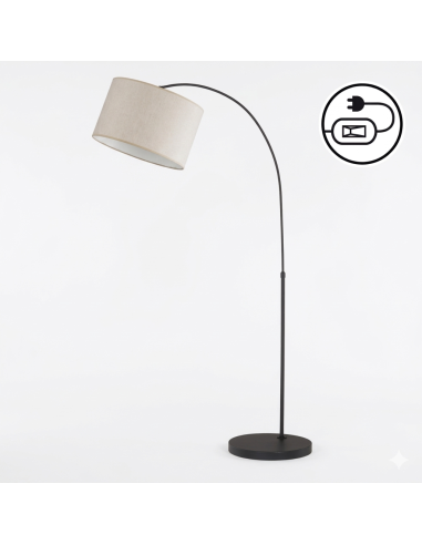 Lampadaire Teramo noir avec 3 points lumineux E27 style classique