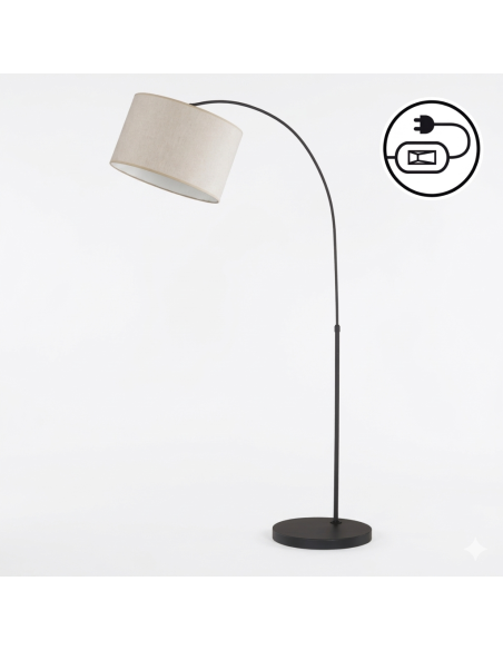 Lampadaire Teramo noir avec 3 points lumineux E27 style classique