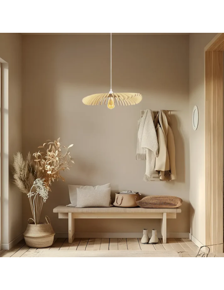 Suspension en bois Diam. 100 cm 1xE27 12 W - Atelier Loupiote - Cygne