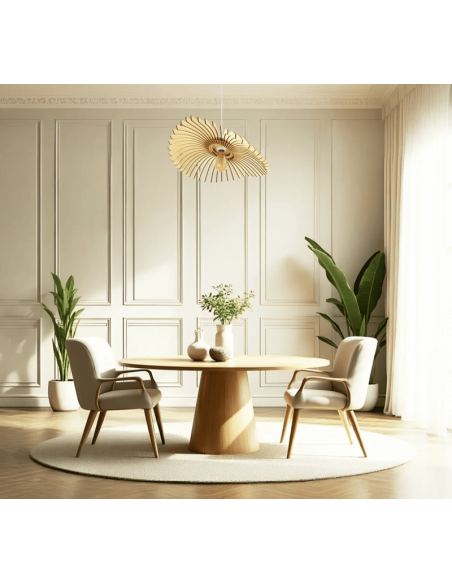 Suspension en bois Diam. 60 cm 1xE27 12 W - Atelier Loupiote - Cygne