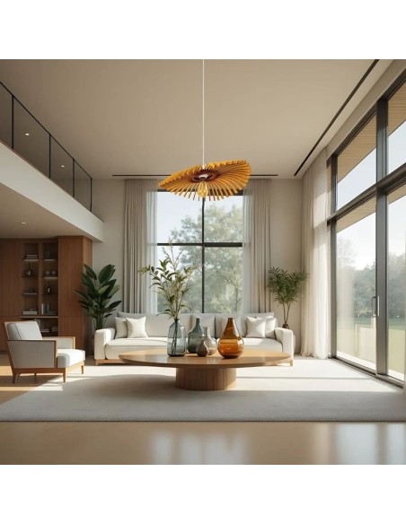 Suspension en chêne Diam. 60 cm 1xE27 12 W - Atelier Loupiote - Cygne