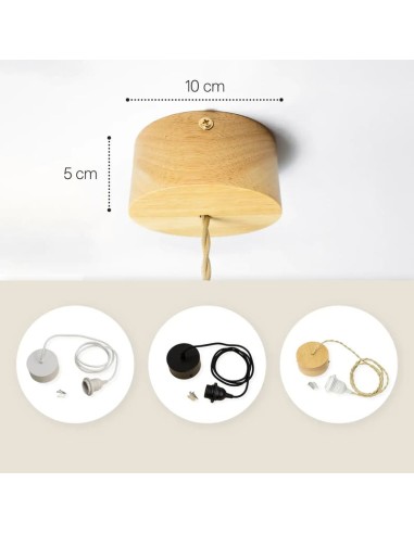 Suspension finition chêne Diam. 100 cm 1xE27 12 W - Atelier Loupiote - Cygne