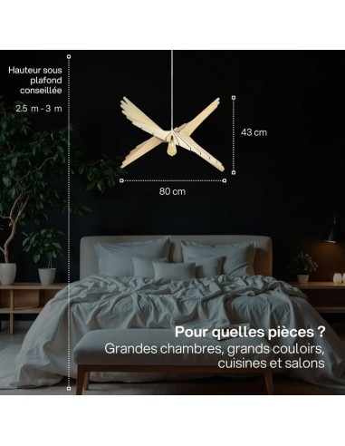 Suspension finition chêne Diam. 80 cm  1xE27 12 W- Atelier Loupiote - Albatros