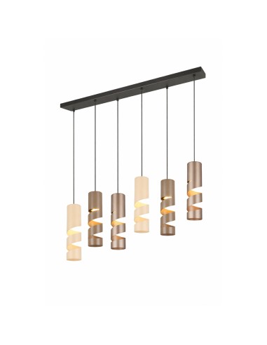 Suspension Stream 6 lumières design tire-bouchon multicolore