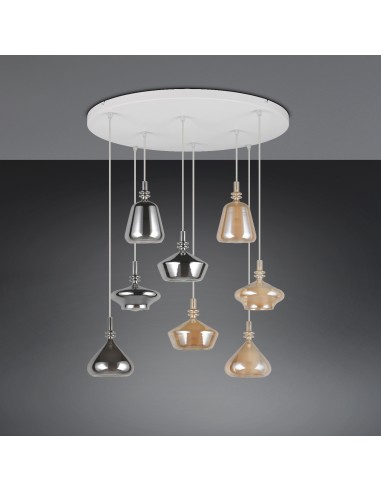 Suspension Aldea Trio avec diffuseurs en verre ambré