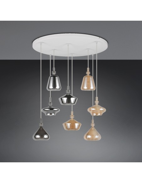 Suspension Aldea Trio avec diffuseurs en verre ambré