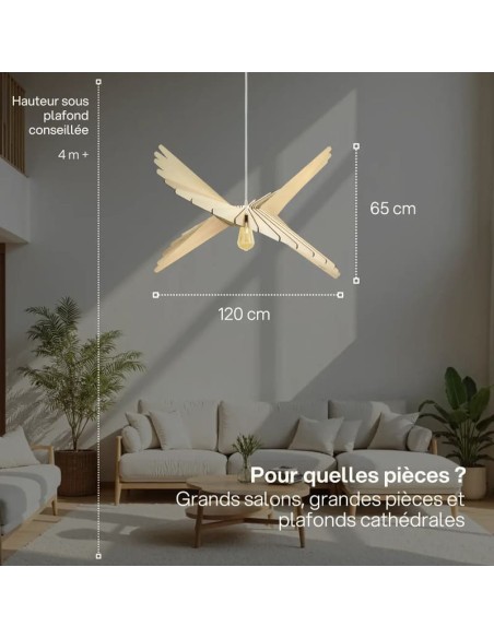 Suspension finition chêne Diam. 120 cm  1xE27 12 W- Atelier Loupiote - Albatros