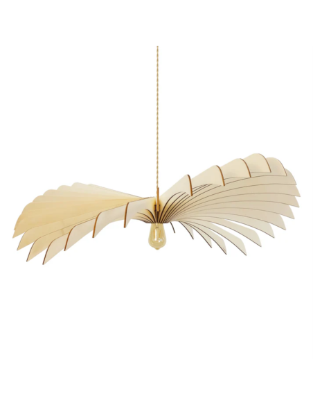 Suspension Led bois Clair Diam. 100 cm 1xE27 12 W - Atelier Loupiote - Aigle