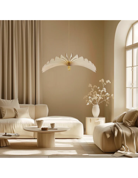 Suspension Led bois Clair Diam. 120 cm 1xE27 12 W - Atelier Loupiote - Aigle