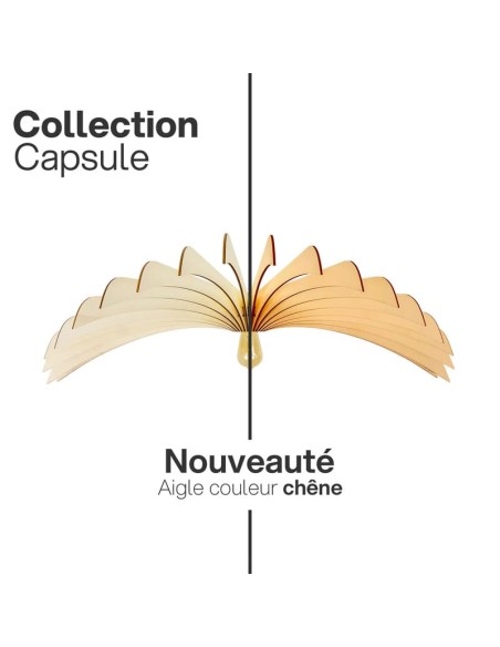 Suspension bois teinté chêne Diam. 100 cm 1xE27 12 W - Atelier Loupiote - Aigle