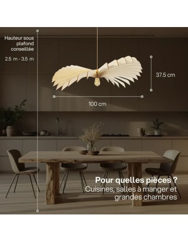 Suspension bois teinté chêne Diam. 100 cm 1xE27 12 W - Atelier Loupiote - Aigle