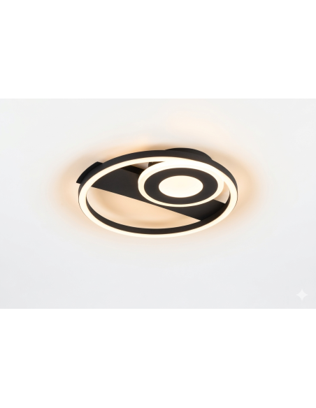 Plafonnier HORUS TRIO noir mat installé au plafond