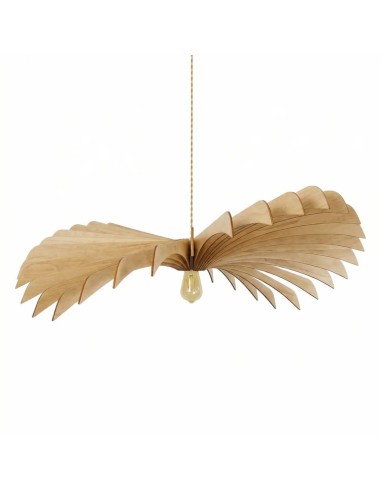 Suspension bois teinté chêne Diam. 120 cm 1xE27 12 W - Atelier Loupiote - Aigle
