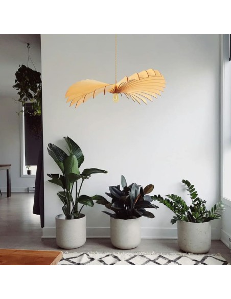 Suspension bois teinté chêne Diam. 120 cm 1xE27 12 W - Atelier Loupiote - Aigle