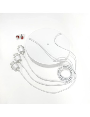 Suspension en bois teinté chêne E27 12 W - Atelier Loupiote - Cygne Trio