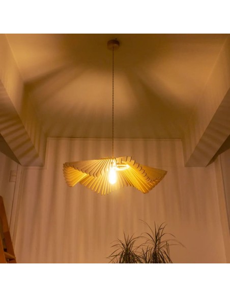 Suspension Led bois Clair Diam. 50 cm 1xE27 12 W - Atelier Loupiote - Rose