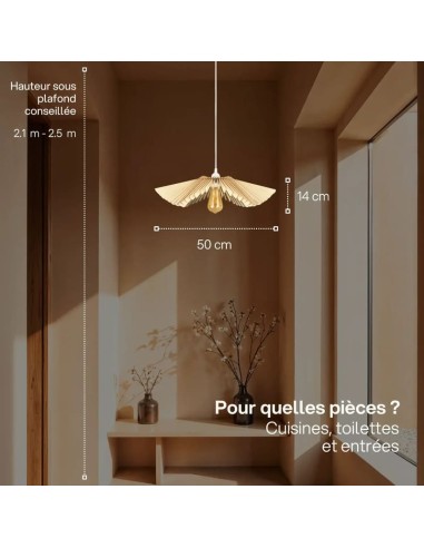 Suspension Led bois Clair Diam. 50 cm 1xE27 12 W - Atelier Loupiote - Rose