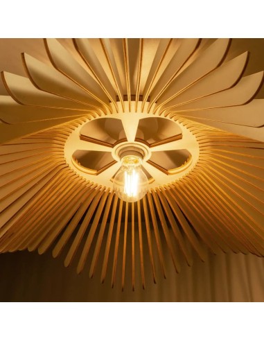 Suspension Led bois Clair Diam. 76 cm 1xE27 12 W - Atelier Loupiote - Rose