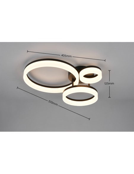 Détail du plafonnier LED SCOPE noir mat éclairage 3000K