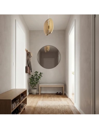 Suspension en bois clair Diam. 21 cm 1xE27 12 W - Atelier Loupiote - Assia