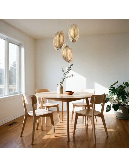 Suspension en bois clair Diam. 21 cm 1xE27 12 W - Atelier Loupiote - Assia