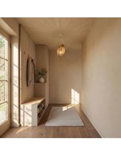 Suspension en bois teinté chêne Diam. 21 cm 1xE27 12 W - Atelier Loupiote - Assia 2