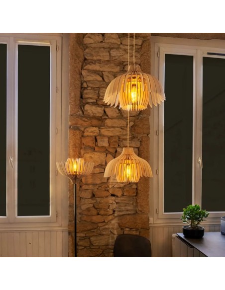 Suspension en bois clair Diam. 37 cm 1xE27 12 W - Atelier Loupiote - Tullia