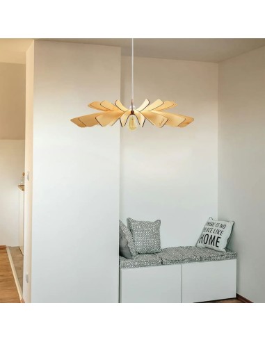 Suspension en bois teinté chêne Diam. 80 cm 1xE27 12 W - Atelier Loupiote - Aurora