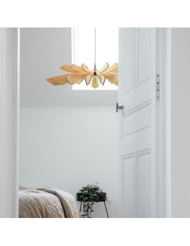 Suspension en bois teinté chêne Diam. 80 cm 1xE27 12 W - Atelier Loupiote - Aurora