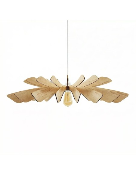 Suspension en bois teinté chêne Diam. 100 cm 1xE27 12 W - Atelier Loupiote - Aurora