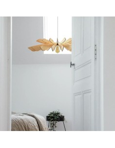 Suspension en bois teinté chêne Diam. 100 cm 1xE27 12 W - Atelier Loupiote - Aurora 2