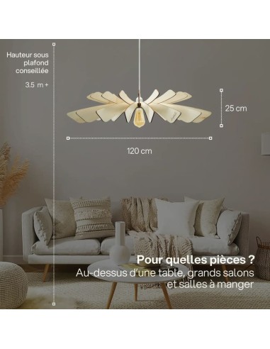 Suspension en bois teinté chêne Diam. 120 cm 1xE27 12 W - Atelier Loupiote - Aurora