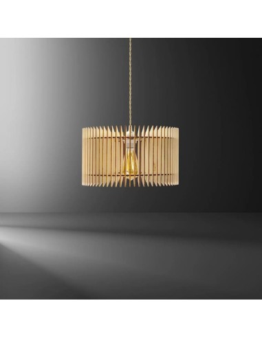 Suspension en bois clair Diam. 34 cm 1xE27 12 W - Atelier Loupiote - Apollon