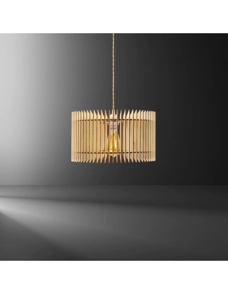 Suspension en bois clair Diam. 34 cm 1xE27 12 W - Atelier Loupiote - Apollon