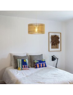 Suspension en bois clair Diam. 34 cm 1xE27 12 W - Atelier Loupiote - Apollon 2