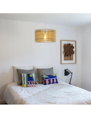 Suspension en bois clair Diam. 34 cm 1xE27 12 W - Atelier Loupiote - Apollon