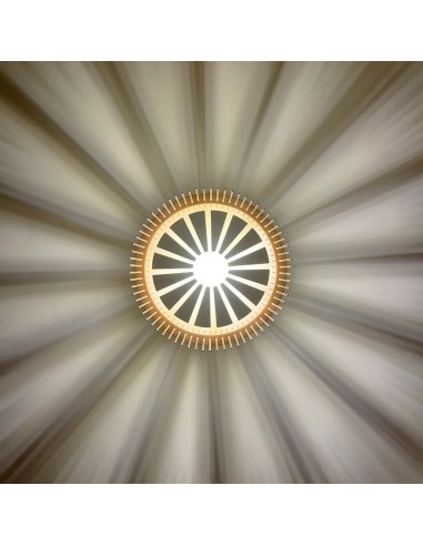 Suspension en bois clair Diam. 34 cm 1xE27 12 W - Atelier Loupiote - Apollon