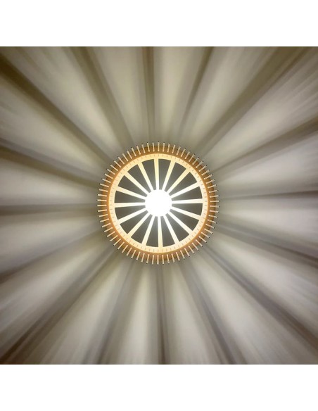 Suspension en bois clair Diam. 34 cm 1xE27 12 W - Atelier Loupiote - Apollon