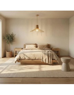 Suspension en bois clair Diam. 54 cm 1xE27 12 W - Atelier Loupiote - Azur 2