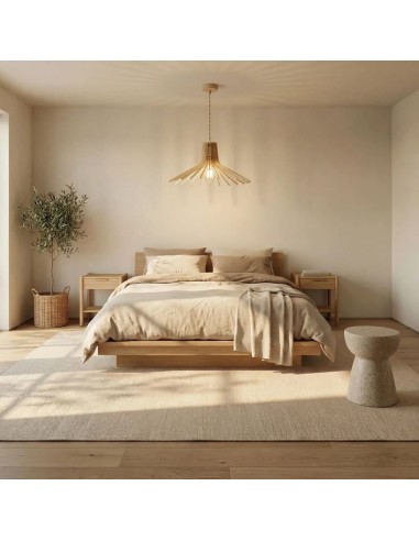 Suspension en bois clair Diam. 80 cm 1xE27 12 W - Atelier Loupiote - Azur