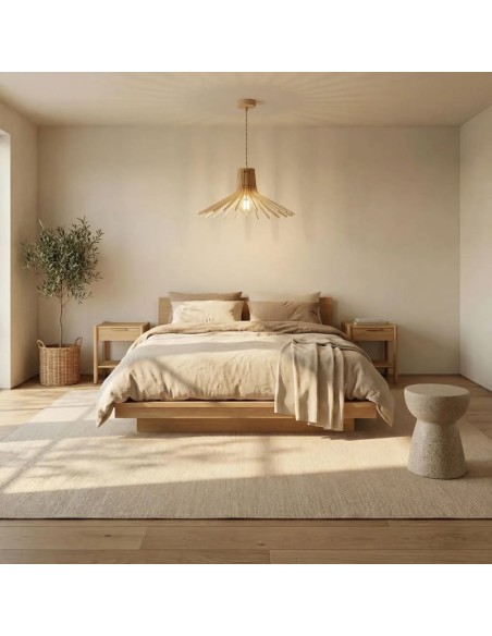 Suspension en bois clair Diam. 80 cm 1xE27 12 W - Atelier Loupiote - Azur