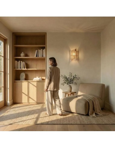 Applique Led bois 23cm E14 9W - Atelier Loupiote - Opale