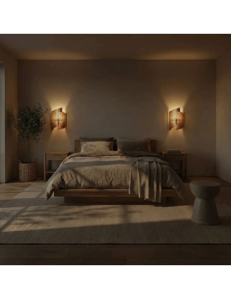 Applique Led bois teinté chêne 23cm E14 9W - Atelier Loupiote - Opale