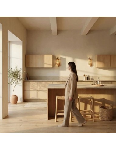 Applique Led bois 15cm E27 9W - Atelier Loupiote - Perle