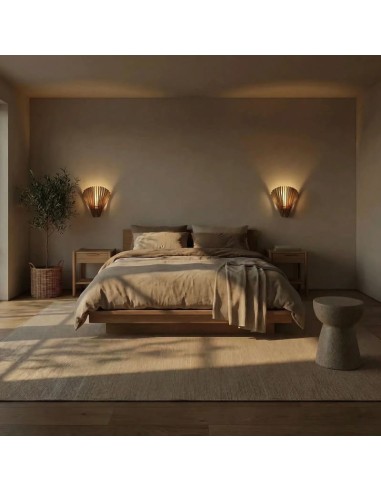 Applique Led bois teinté chêne 29cm E14 9W - Atelier Loupiote - Aqua