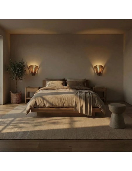 Applique Led bois teinté chêne 29cm E14 9W - Atelier Loupiote - Aqua