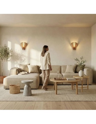 Applique Led bois teinté chêne 29cm E14 9W - Atelier Loupiote - Aqua