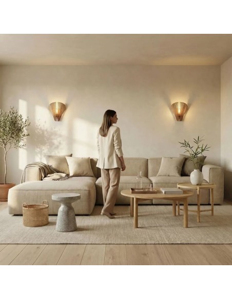 Applique Led bois teinté chêne 29cm E14 9W - Atelier Loupiote - Aqua