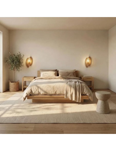 Applique Led bois teinté chêne 19 cm E14 9W - Atelier Loupiote - Assia