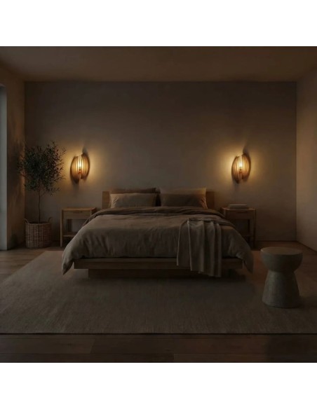 Applique Led bois teinté chêne 19 cm E14 9W - Atelier Loupiote - Assia